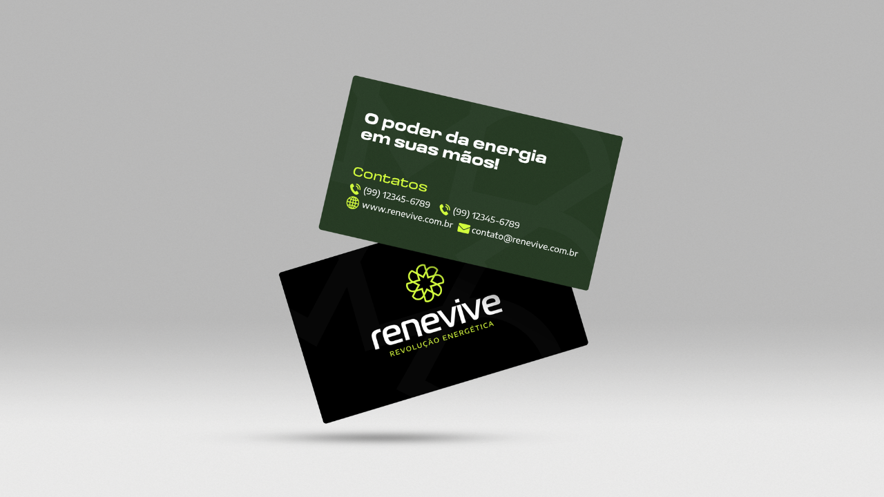 Cartão de visitas da Renevive com a nova identidade visual