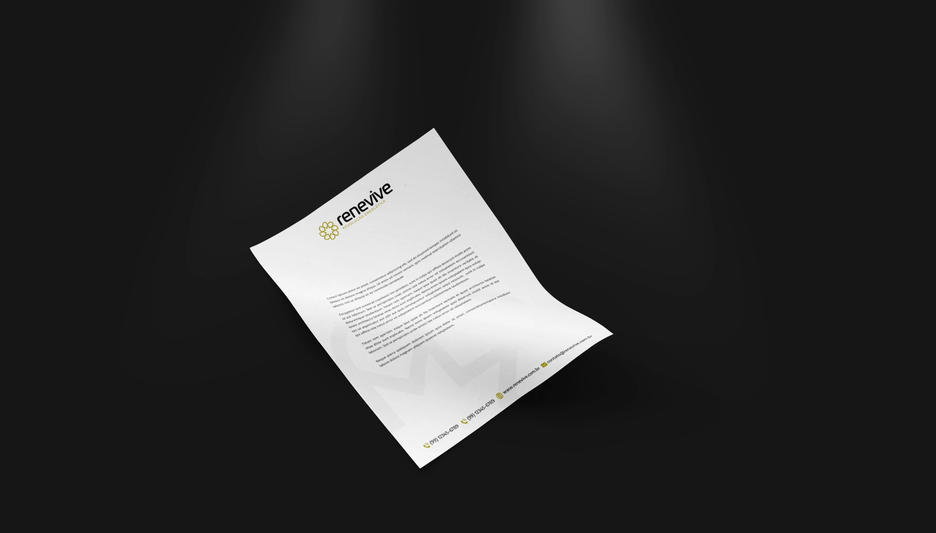 Papel timbrado da Renevive com a nova identidade visual
